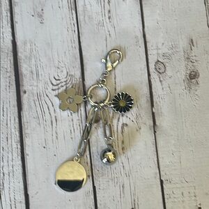 Silver Floral Purse Charm Keychain